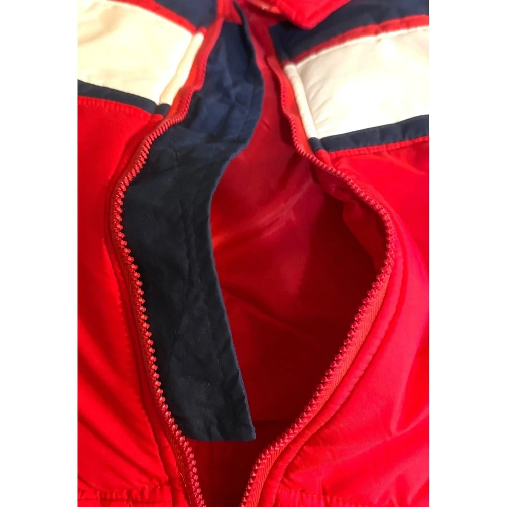 Vtg Colorblock Convert Puffer Jacket Zip Off Sleeves Vest Men L XL Hidden Hood